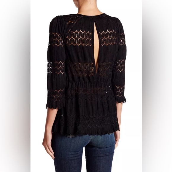 Free People Black Crochet Top Medium - Picture 2 of 6